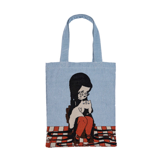 Love Cats Blanco Woven Tote