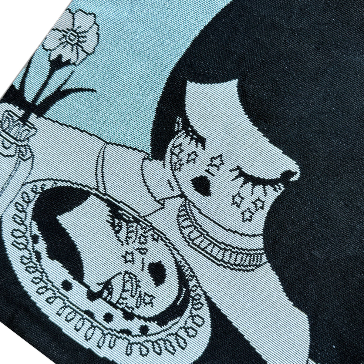 Tear Soup Woven Tote by Valfré, close-up of the woven character artwork.