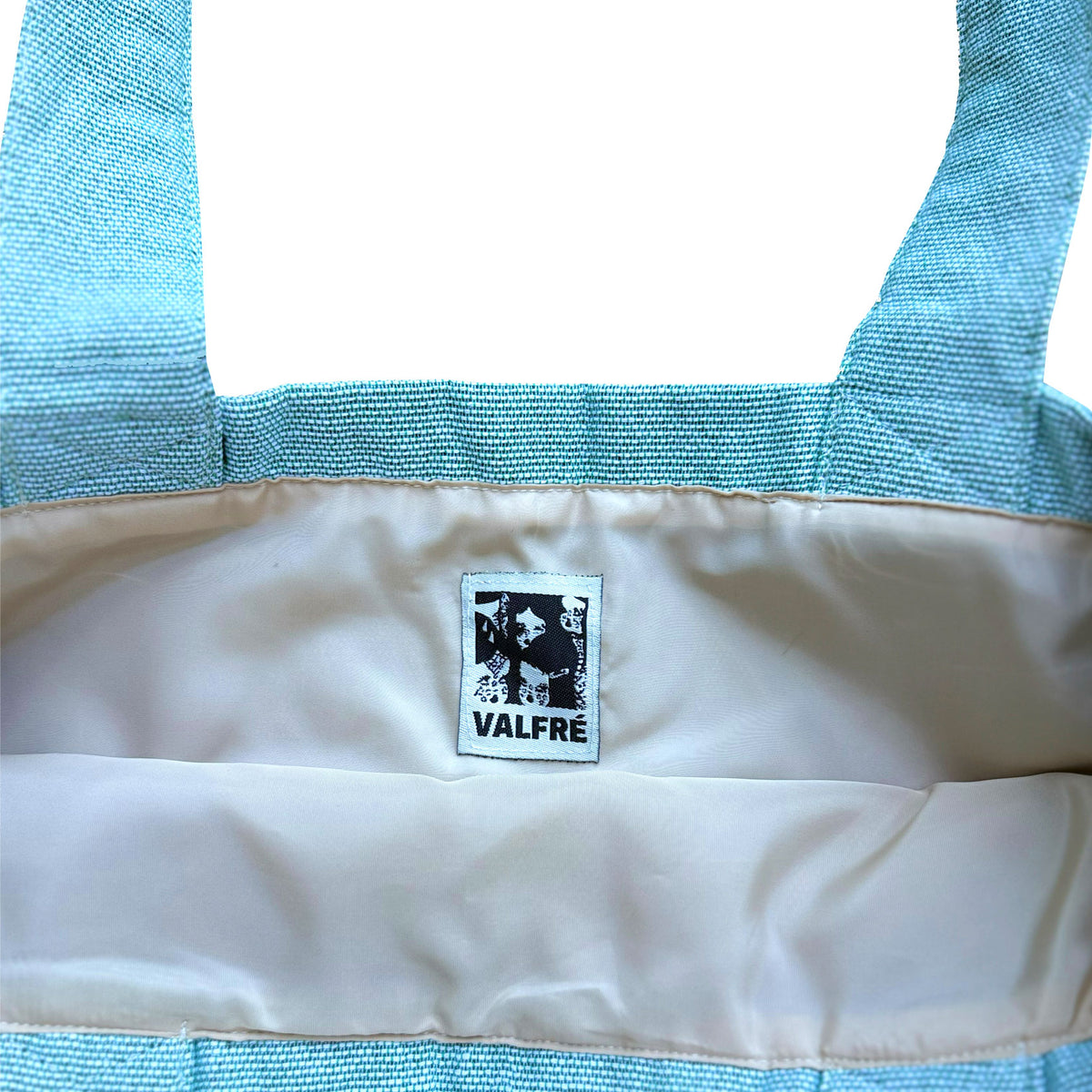 Tear Soup Woven Tote by Valfré, inside lining and Valfré label.